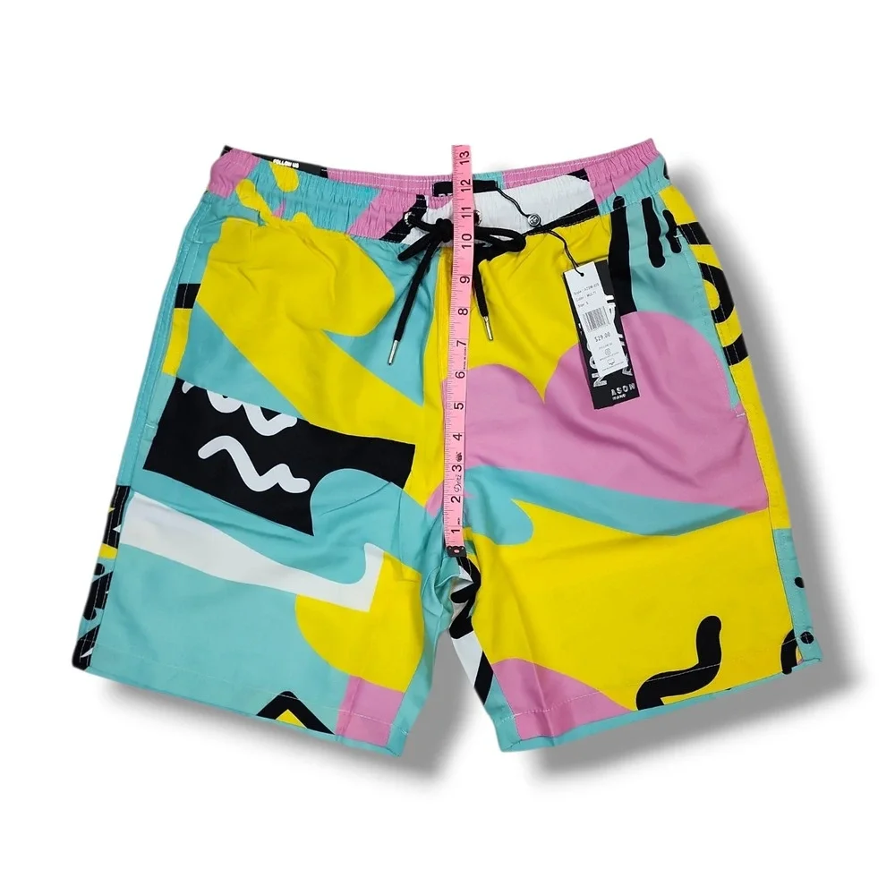 REASON BRAND All Over Print Swim Shorts‎ Multicolor AZSW-030 Men's Small